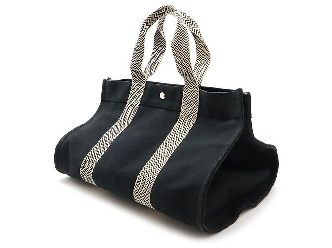 Hermès Cannes MM Canvas Tote Bag Schwarz - Ansicht 2
