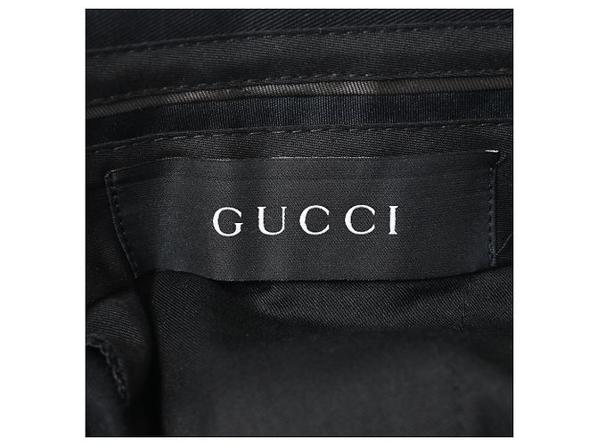Pantalones rectos de algodón negro con acento de hebilla Web de Gucci - vista 4