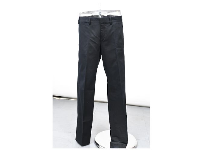 Pantalones rectos de algodón negro con acento de hebilla Web de Gucci - vista 5