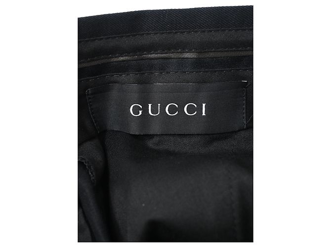 Pantalones rectos de algodón negro con acento de hebilla Web de Gucci - vista 8