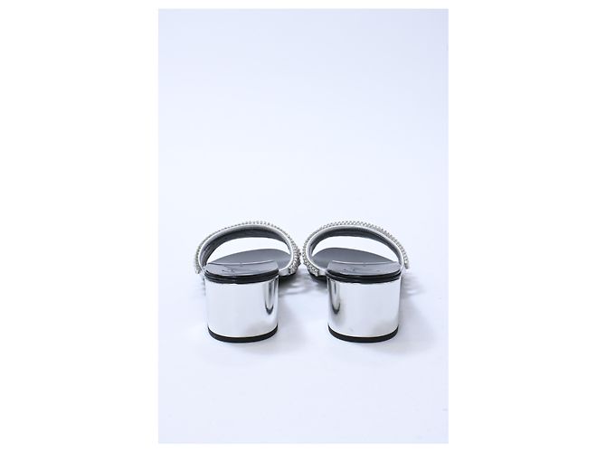 Sandali in pelle argentata decorati con cristalli Giuseppe Zanotti Argento Metallico - vista 12