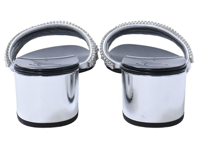 Sandali in pelle argentata decorati con cristalli Giuseppe Zanotti Argento Metallico - vista 3