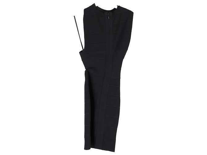 Abito mini a spalla unica con taglio Herve Leger in rayon nero - vista 2