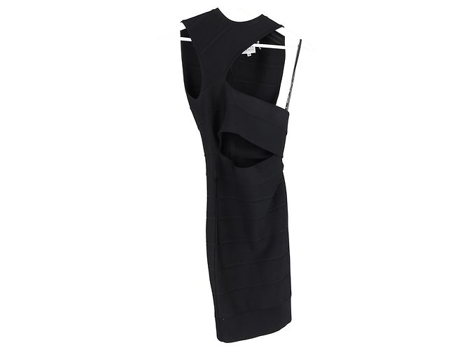 Abito mini a spalla unica con taglio Herve Leger in rayon nero - vista 4