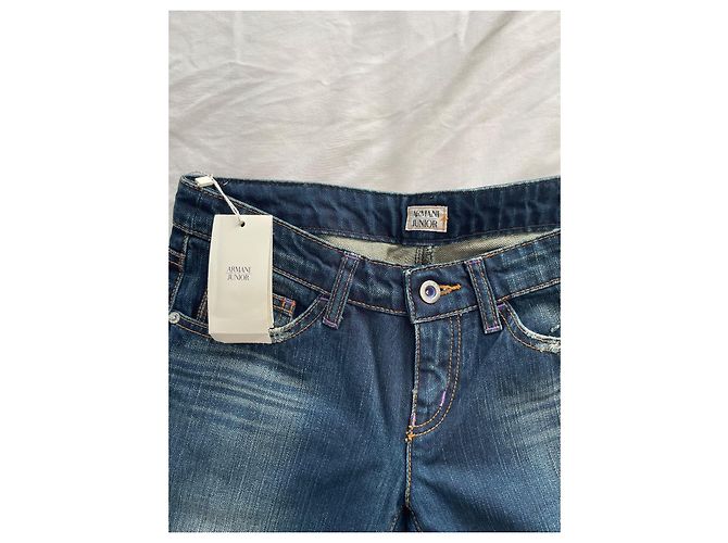 Armani Denim Jeans Navy Blue Rhinestone Logo - view 2