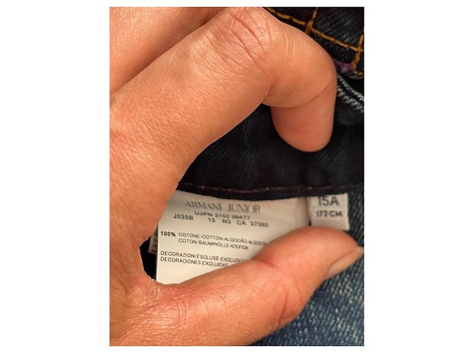 Armani Denim Jeans Navy Blue Rhinestone Logo - view 4