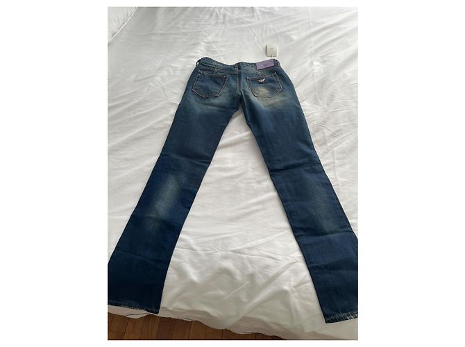 Armani Denim Jeans Navy Blue Rhinestone Logo - view 5
