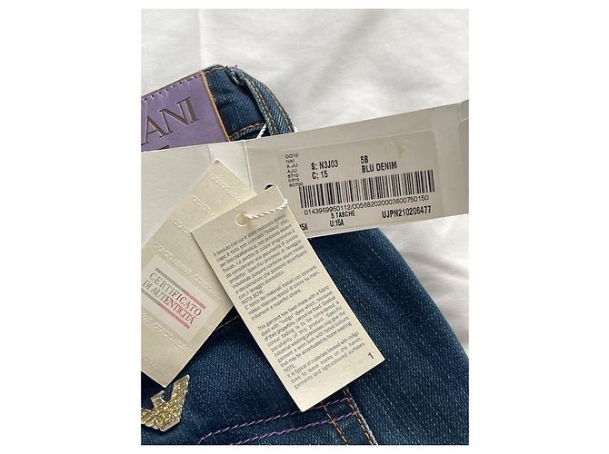 Armani Denim Jeans Navy Blue Rhinestone Logo - view 7