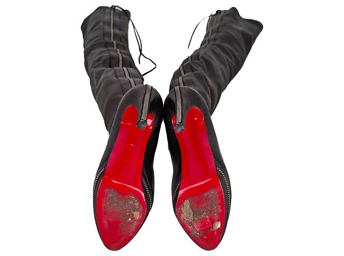 Christian Louboutin Over-The-Knee Platform Boots in Black Leather - view 3