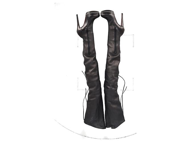 Christian Louboutin Over-The-Knee Platform Boots in Black Leather - view 4