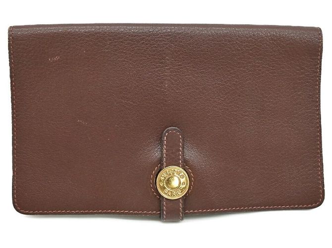 Hermès Portafoglio in pelle Hermes Dogon MM marrone - vista 2