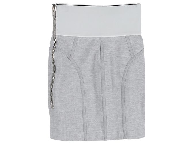 Falda Mini Elástica con Logo Alexander Wang en Algodón Gris - vista 2