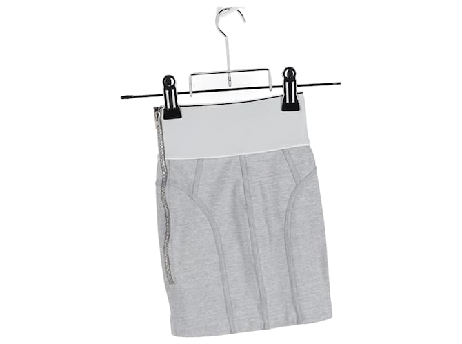 Falda Mini Elástica con Logo Alexander Wang en Algodón Gris - vista 5