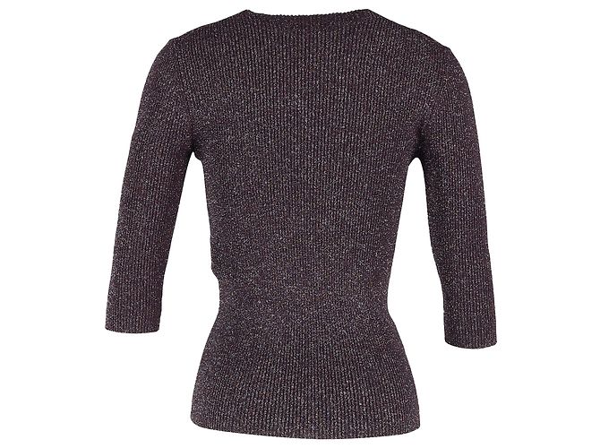Maje Rippstrickpullover aus metallischem burgunderfarbener Viskose Bordeaux - Ansicht 3