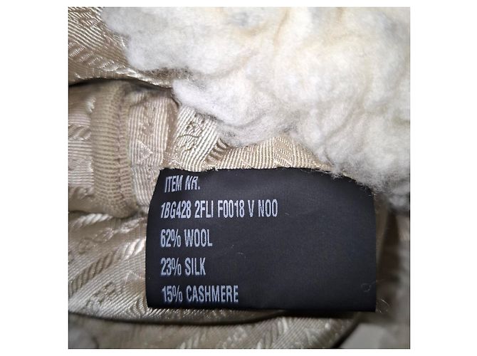 Borsa a mano in cashmere bianco con placca logo Prada Crudo - vista 10