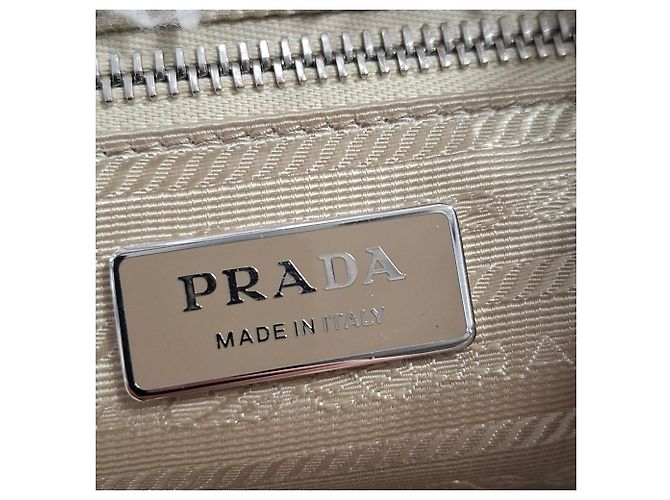 Borsa a mano in cashmere bianco con placca logo Prada Crudo - vista 11