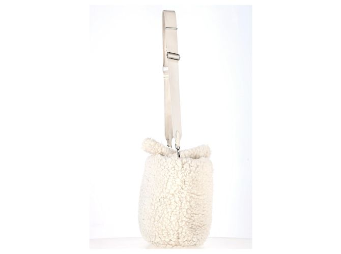Borsa a mano in cashmere bianco con placca logo Prada Crudo - vista 13