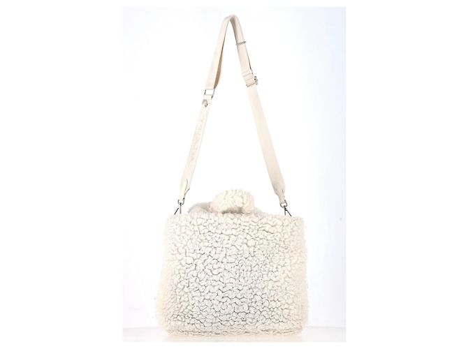 Borsa a mano in cashmere bianco con placca logo Prada Crudo - vista 14