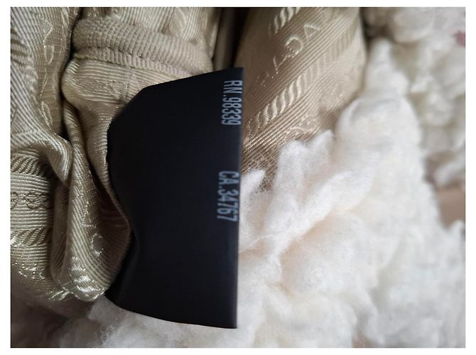 Borsa a mano in cashmere bianco con placca logo Prada Crudo - vista 20