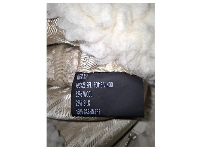 Borsa a mano in cashmere bianco con placca logo Prada Crudo - vista 21