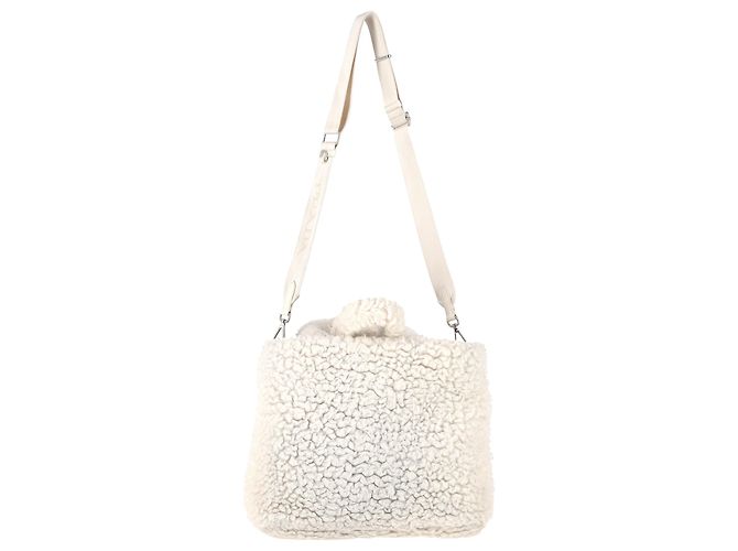 Borsa a mano in cashmere bianco con placca logo Prada Crudo - vista 3