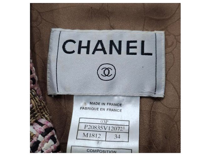 Timeless Blazer de tweed de pata de gallo de Chanel en algodón rosa Multicolor - vista 3