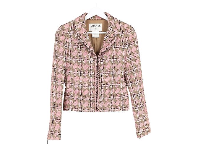 Timeless Blazer de tweed de pata de gallo de Chanel en algodón rosa Multicolor - vista 4