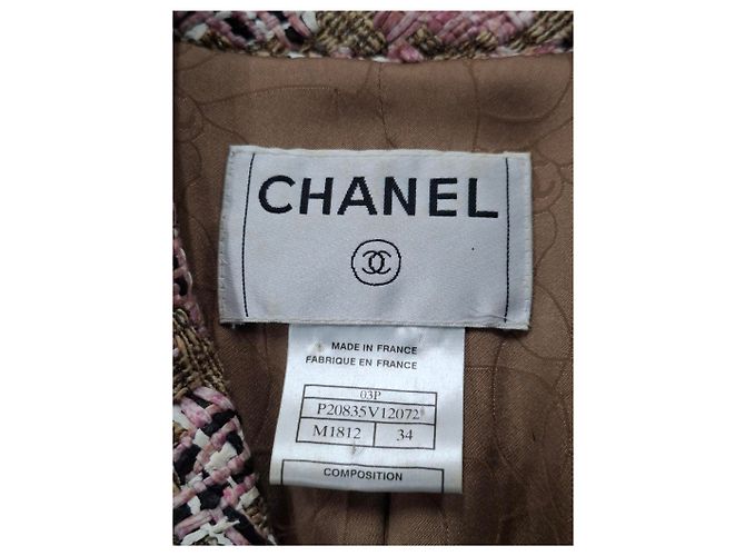 Timeless Blazer de tweed de pata de gallo de Chanel en algodón rosa Multicolor - vista 6