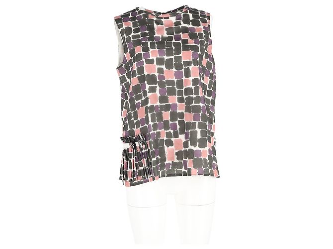 Top con pieghe stampato Max Mara in cotone multicolore - vista 4