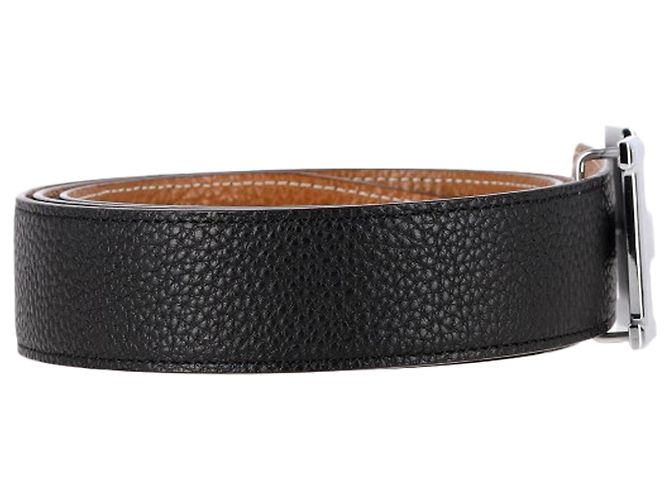 Hebilla de cinturón Hermès Constance & correa reversible de 38 mm en cuero negro - vista 2