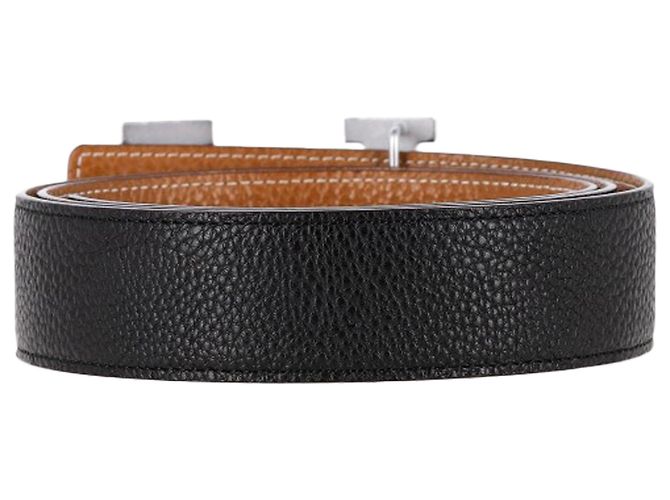 Hebilla de cinturón Hermès Constance & correa reversible de 38 mm en cuero negro - vista 3