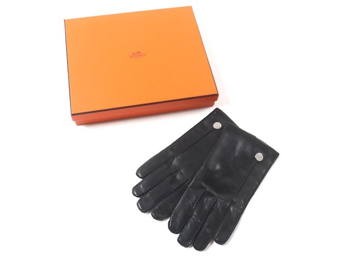 Hermès Lammleder-Seidenhandschuhe der Serie Hermes Schwarz - Ansicht 2