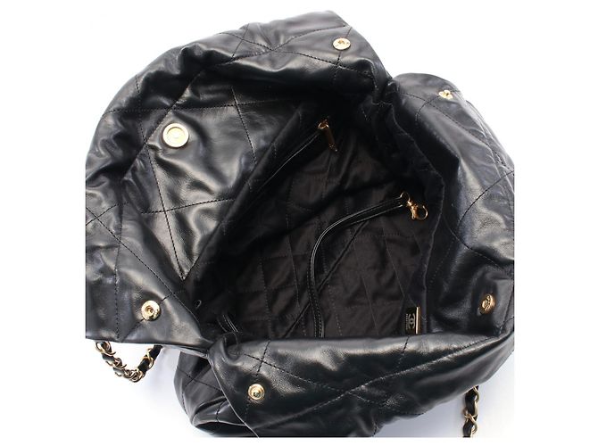 Bolsa tote de couro Chanel 22 Preto - vista 3