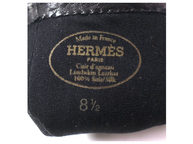 Hermès Hermes Serie Button Lamb Leather Gloves Black - view 5