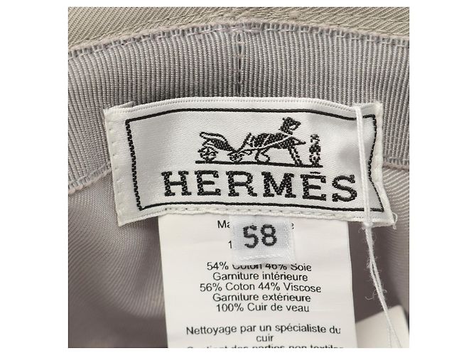 Hermès Cappello in cotone Hermes Fred H Stripe Silex Veau Swift Verde - vista 4