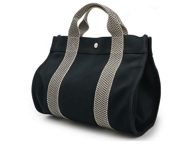 Hermès Borsa a mano Cannes PM in tela Hermes Nero - vista 2