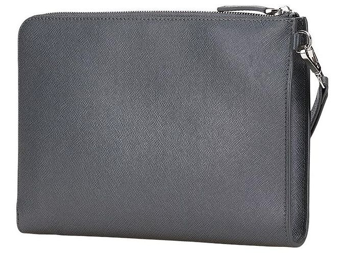 Graue Leder-Clutch von Montblanc - Ansicht 2