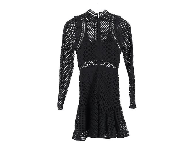 Self portrait Mini-Kleid aus Spitze und Netz Hall Self-Portrait aus schwarzem Polyester - Ansicht 5