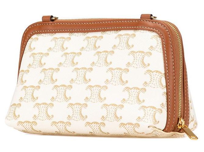 Céline Borsa a spalla in pelle PVC Triomphe di Celine Bianco - vista 2