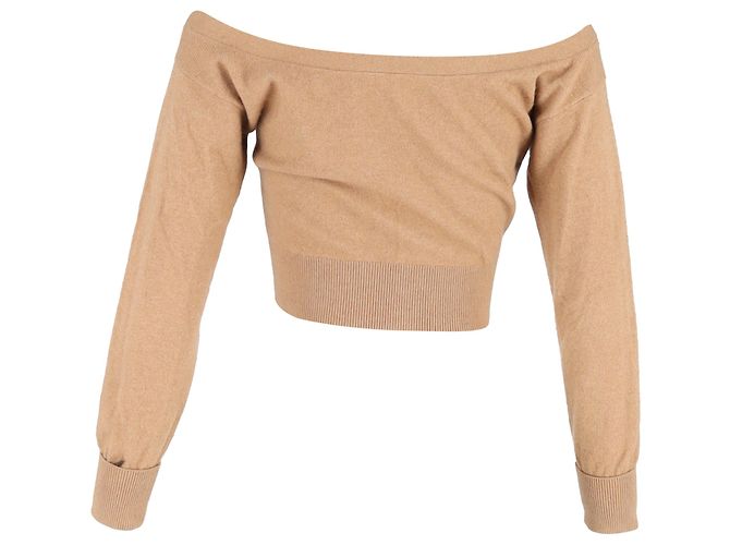 Brauner Woll-Cropped-Cardigan mit transparenter Passe von Alexander Wang Rot - Ansicht 3
