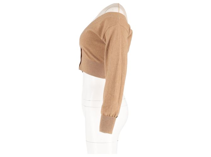 Brauner Woll-Cropped-Cardigan mit transparenter Passe von Alexander Wang Rot - Ansicht 5