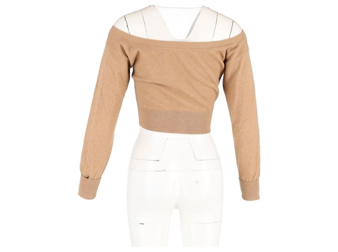 Brauner Woll-Cropped-Cardigan mit transparenter Passe von Alexander Wang Rot - Ansicht 6