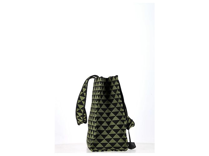 Tote Prada Große Symbole bestickte Tragetasche aus grünem Polyester - Ansicht 10