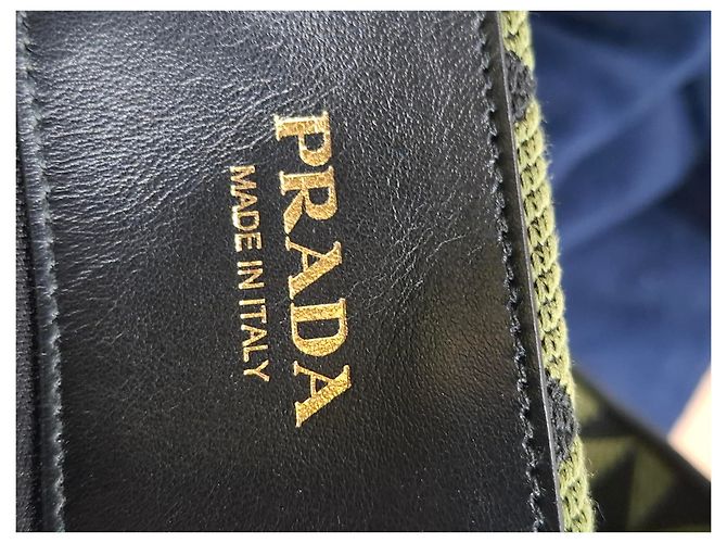 Tote Prada Große Symbole bestickte Tragetasche aus grünem Polyester - Ansicht 13