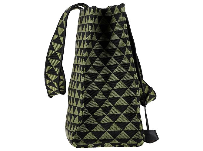 Tote Prada Große Symbole bestickte Tragetasche aus grünem Polyester - Ansicht 2