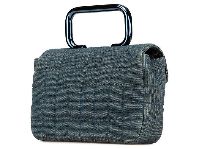 Borsa Chanel Denim Choco Bar 2.55 Blu - vista 2