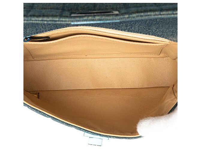 Borsa Chanel Denim Choco Bar 2.55 Blu - vista 6