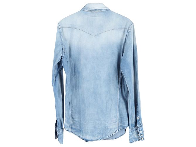 Camisa de denim western Tom Ford em algodão azul claro - vista 2