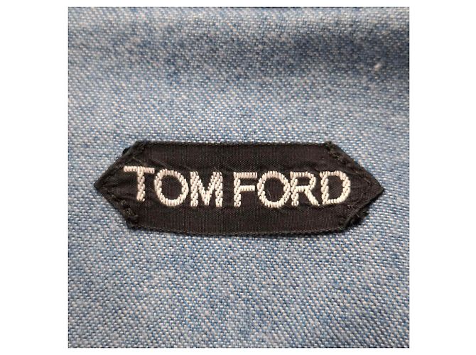 Camisa de denim western Tom Ford em algodão azul claro - vista 3