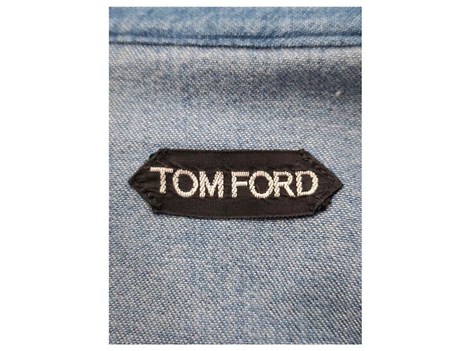 Camisa de denim western Tom Ford em algodão azul claro - vista 6